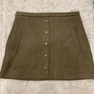 Green suede skirt